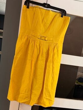 Banana Republic Bright Yellow Strapless Belted Dress